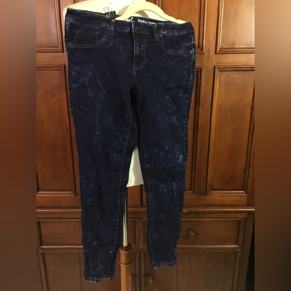 Mossimo Supply Co. Dark Blue Acid-Wash Jeggings